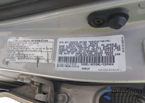 2002 Toyota Camry Le из США, поврежденный, VIN 4T1BE32K12U093354